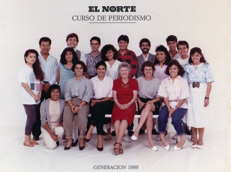 Curso de periodismo en el diario El Norte, Monterrey, 1988.