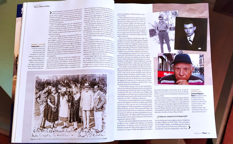Contenidos de la revista con el reportaje de Blasco Ibáñez